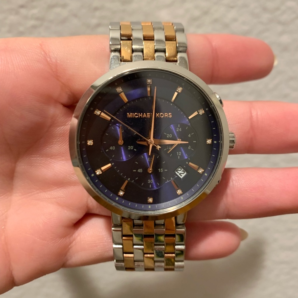 Michael Kors Silver and Rose Gold Watch